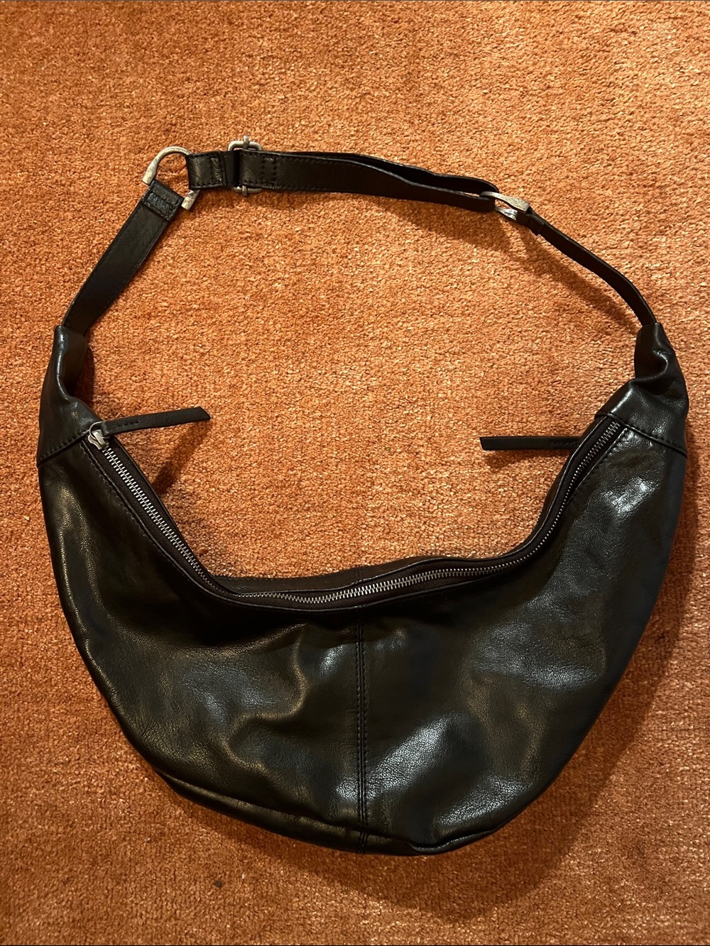 Free People Black Leather Hobo Shoulder Bag